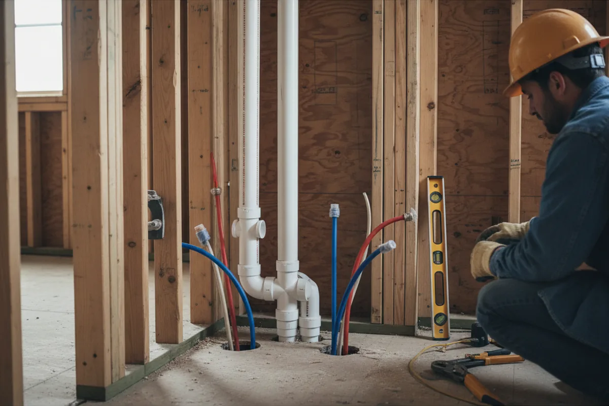 Drain and supply rough-in during Leak Detection in Scottsboro